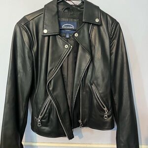 Faux leather jacket.